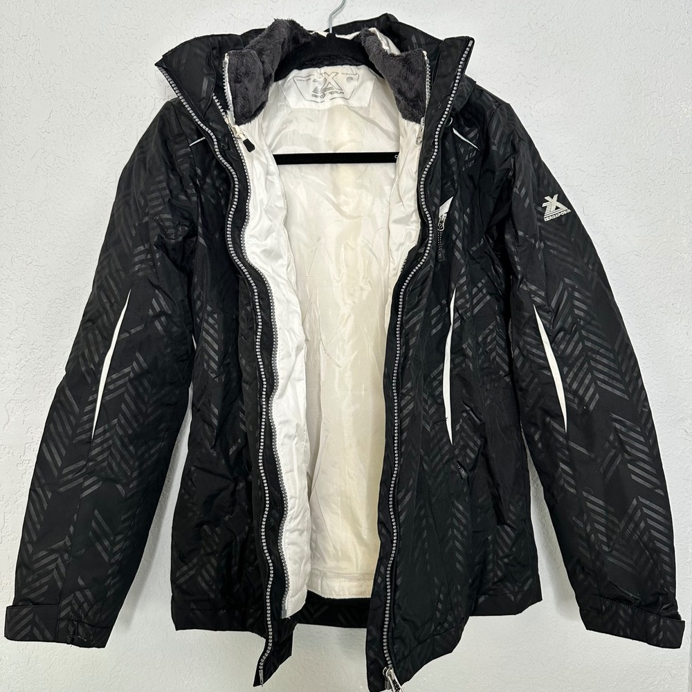 ZeroXposur Women's Winter Snow Ski Jacket Black Herringbone Warm Coat Size Small
